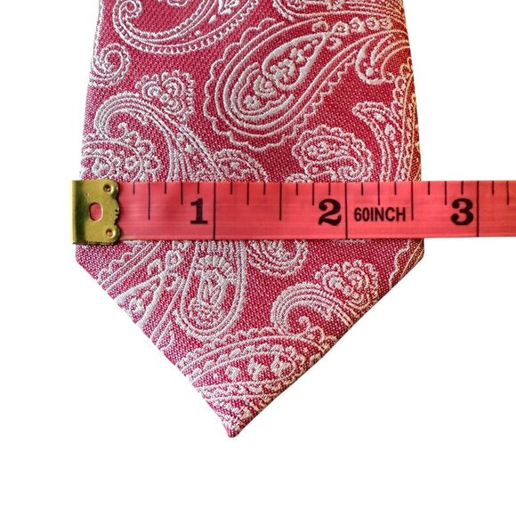 Ben Sherman Red Paisley Silk Cotton Blend Tie Necktie Mens Workwear Formal - Picture 6 of 12
